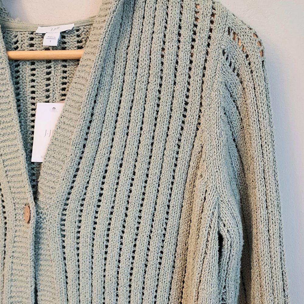 J. Jill Seagrass Green Cardigan Hoodie Sweater Size Small NEW NWT - Picture 7 of 13